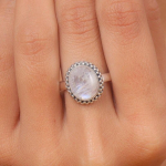 Vikerkaare Kuukivi V&auml;&auml;riskiviga S&otilde;rmus, K&auml;sitsi valmistatud S&otilde;rmus, Boho S&otilde;rmus, Pilkup&uuml;&uuml;dev Ehtekunst, Unisex S&otilde;rmus, H&otilde;bedane Amulett Ehtekunst, 925 H&otilde;bes&otilde;rmus 8