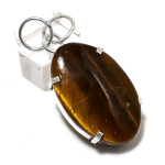 Natural Tiger Eye Gemstone Handmade 925 Sterling Silver Pendant 2.01 g2a26