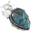 Natural Labradorite Gemstone Handmade 925 Sterling Silver Pendant 2.09 w4i59