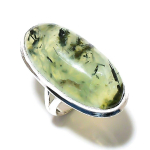 Natural Prehnite Gemstone Handmade 925 Sterling Silver Gift Ring Size 7.5 t8u90