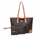 Nahast &otilde;lakott naiste suure mahutavusega pendelk&auml;ekott, tr&uuml;kitud kandekott pruun