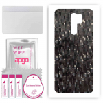apgo Protective Skin Sticker for the back compatible with Xiaomi Redmi 9, Wrap Film, Foil, Vinyl - Pattern Carbon Black Pixel