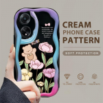 Armas koomiksimustriga kreemjas tekstuuriga korpus, lainelise servaga pehme silikoonkaanega telefoni&uuml;mbris OPPO Reno Realme jaoks OPPO A15 valge