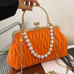 Mood Naiste Oranž Rohelised &Otilde;lakotid Prom Clutch Pearl Chain Crossbody kotid Naistele Chic Totes Pu Nahast k&auml;ekotid ja rahakott oranž