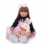 Uus disain KEIUMI Elegant Reborn Baby Girl Nukud 24'' 60 cm Printsess Pehme Vin&uuml;&uuml;l Baby Reborn Pika kullaga lokkis j&otilde;ulukingid 60 cm