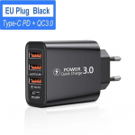 60 W USB laadija kiirlaadimine mobiiltelefoni laadimisadapter Quick Charge 3.0 seinalaadija adapter iPhone'i jaoks Samsung Xiaomi Huawei EU must