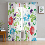 Abstraktsed lillelised lillelised l&auml;bipaistvad kardinad elutuppa Magamistoa Voile kardinad akende jaoks Organza kardinad pidulikud t&uuml;llkardinad 135W x 114H(cm)