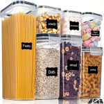 7 tk &otilde;hukindlad kaanega toidukonteinerid, k&ouml;&ouml;gisahvri hoiukanistrid spageti, kuivtoidu, jahu ja suhkru jaoks 7pcs
