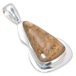 Natural Fossil Coral Gemstone Handmade 925 Sterling Silver Pendant 2.17 q0a55