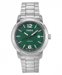 Fossil Heritage roostevabast terasest rohelise sihverplaadiga automaatne ME3224 unisex k&auml;ekell roheline