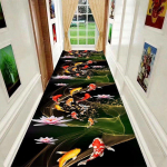 Kuldse lillemustriga fuajee pikk vaibavaip trepikoja jaoks, koridoris, magamistoas, koridoris, koridoris, pulmas, libisemisvastane matt Customized size