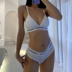 Naiste aluspesu Naiste rinnahoidja komplekt, kirjad ilma alustraadita, kolmnurkne kauss push-up alusp&uuml;ksid, mugavad veekindlad higised naised 2XL valge