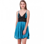 Ladysta Naiste &Uuml;hev&auml;rviline Satiinist Babydoll &Ouml;&ouml;riie &Uuml;ks Suurus (SML) Free Size (S, M, L) tumesinine v&auml;rv