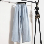 Modique naiste vabaaja teksap&uuml;ksid suures suuruses Uued vabad vabaaja &uuml;hev&auml;rvilised A-joonelised teksap&uuml;ksid, pikad p&uuml;ksid naistele k&otilde;rge v&ouml;&ouml;kohaga Hotsweet mustad p&uuml;ksid L sinine