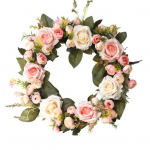Kunstlik roosi&otilde;ie p&auml;rg, aken, uste kaunistus, ornament vitriin Garland roosa