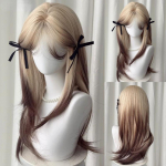 22-tolline blond sirge tukk parukas kiust s&uuml;nteetiline parukas kuumuskindel, mitte l&auml;ikiv naturaalne Cosplay juuksur naistele igap&auml;evane Korea mood 22inches pruun/kuld