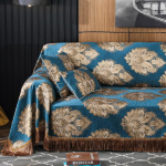 Retro luksuslik diivani kate 1/2/3/4 istekohaga tutid &scaron;enill nahast diivani kate žakaarv&auml;rvi tool lamamisalus L kuju euroopalik 1 Seater-190x200cm sinine