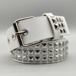 Rivet Belt Naiste Heavy Metal Belt Meeste ja naiste Y2K Belt Punk Rock Teksade v&ouml;&ouml; 110cm valge