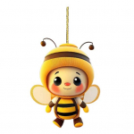Cartoon Bee ripats kahepoolse tr&uuml;kiga akr&uuml;&uuml;list k&auml;sit&ouml;&ouml; k&auml;sitsi valmistatud armas kollase mesilase j&otilde;ulupuu kaunistus kodukontori autoseina kaunistamiseks D
