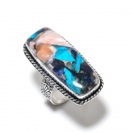 Natural Spiny Oyster Gemstone Handmade 925 Sterling Silver Ring Size 7 t2c55