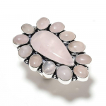 Natural Rose Quartz Gemstone Handmade 925 Sterling Silver Ring Size 9 m1m78