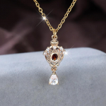 Peen isikup&auml;ra valge kristallist tsirkoonist veetilga ripatsikaelakee klassikaline retrokuldne rangluu kett kuld/punane