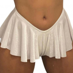 Naiste l&uuml;hikesed p&uuml;ksid V-kujuline madala v&ouml;&ouml;kohaga &uuml;lil&uuml;hikesed plisseeritud &uuml;hev&auml;rvilised lapit&ouml;&ouml;d, elastne pehme suvine peoklubi miniseelik S valge