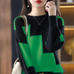 Kampsun Naised S&uuml;gis Talv Naised V&auml;rviplokiga Kootud Soe Kampsun Pikkade Varrukatega Termilised Pulloverid O-kaelusega Vabaaja Lai Kampsun Naised M