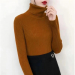 Korea mood, soe kootud naiste kampsun, uus elegantne kilpkaelusega pehmed retropulloversid Disainitud lihtsad soliidsed džemprid s&uuml;gistalv S khaki