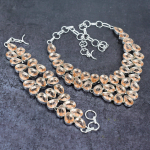 Natural Morganite Gemstone Handmade 925 Sterling Silver Jewelry Set o3s22