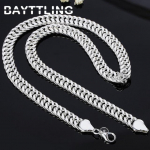 Uus 925 Sterling H&otilde;be 20 /24 Tolli 10mm T&auml;is Lame K&uuml;lgkett Kaelakee Naised Mehed Mood Pulmaehted Kingitus 50cm
