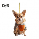 Akr&uuml;&uuml;list kutsika ripats Kutsikas joob teed autode kaunistamiseks ripats kahepoolne 2D digitaalne n&auml;gemus armas loomade ripats Dog