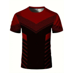 Stretchy Fit geomeetrilise tr&uuml;kiga kaelusega T-s&auml;rk &ndash; kiiresti kuivav, niiskust imav, suvise sobivuse, treeningu ja j&otilde;usaaliriietus &ndash; ideaalne meeste sportimiseks 2XL