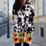 Naiste Sunflower Print Crew kaelusega kleit kevads&uuml;gisene suures suuruses taskukleit XS valge