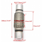 2,25 tolli / 57 mm auto v&auml;ljalasketoru teleskoopne painduv &uuml;hendus punutised l&otilde;&otilde;tsad roostevabast terasest summuti toru&uuml;hendus keevitatud Universa