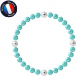 PERLINEA - K&auml;ev&otilde;ru - Ehtsad &uuml;mmargused mageveega kultiveeritud p&auml;rlid 5-6 mm t&uuml;rkiissinine - elastne kaabel - Naiste ehted