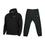 Nike logo tikitud n&ouml;&ouml;riga kapuutsiga treeningfliis sirgete p&uuml;kstega vabaaja spordikomplekt Meeste dressipluus, p&uuml;ksid Must 916271-010+716831-010 L