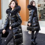 S&uuml;gis- ja talvine Slim sulejope naistele keskmise pikkusega suure kraega sulejope paksendatud jakiga S valge