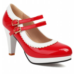 Mood Elegantsed K&otilde;rged Kontsad Mary Janes Kingad Naine Pumbad Suur Suurus 45 Rihmad Roheline Sinine Punane Kontsaga Peo Pulma Kontori Kingad Daamid 40 punane