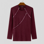 INCERUN Meeste lukuga Patchwork Solid vabaaja kootud topid Pulloverid 2XL veinipunane v&auml;rv