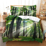 Moodne Roheline Metsamaastik Digitaaltr&uuml;kiga Voodipesukomplekt 3D Moodne Disain Sulet&auml;idisega Voodikate Padjap&uuml;&uuml;r 2-3 Osa Kodutekstiil AU Queen(210x210cm)