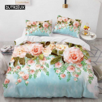 Lilleline tekikotikomplekt Mikrokiust Punase Roosi Voodipesukomplekt King Size Lilleline Tr&uuml;kk Valentinip&auml;evaks Emadep&auml;evaks Pehme Tekikott 140x200cm 3pcs