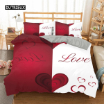 3D Armastus S&uuml;damega Tekikate Mikrokiud Romantiline Armastus Kiindumus Teemaline Voodipesu Komplekt King Full Lastele Teismelistele S&otilde;brap&auml;eva Toa Dekoor EU single(135x200cm)
