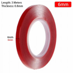 3 meetrit / rull PET-punane kile kahepoolne teip, 6-50 mm laius, j&auml;lgedeta kleebisteip Akr&uuml;&uuml;l selge fikseeritud kleebitud teip
