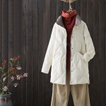 Naiste talvekrae pikkade varrukatega &uuml;hev&auml;rviline &uuml;herealine lahtine vaba vabaaja valge pardi sulemantel &otilde;huke ja hele XXXL valge