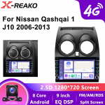 Android 13 Nissan Qashqai 1 J10 2006 - 2013 jaoks Auto Raadio Stereo Multimeediam&auml;ngija GPS 4G 8-tuumaline Navigatsioon DVD K&otilde;rge j&otilde;udlusega CPU 8 core 4GB+64GB