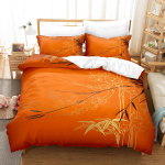 Lilleline tekikott King Twin Queen Double Suurus Komplekt 3D Lilletr&uuml;kiga padjap&uuml;&uuml;r Uus Hulgim&uuml;&uuml;k Elegantne voodikate EU Twin135x200cm orange