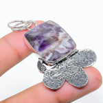 Chevron Amethyst Handmade 925 Sterling Silver Jewelry Pendant 2.44 c7e84