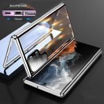 360 kahepoolne klaasist magnetiline metallist &uuml;mbris Samsung Galaxy S25 S24 S23 FE S22 S21 Ultra Plus objektiivi t&auml;ieliku kaitse lukuga kate For Samsung S25 Ultra