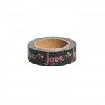 Washi Tape Love sur fond taupe - 15 m x 3 cm